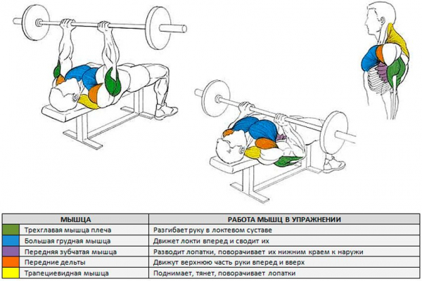 Жим лежа узким хватом