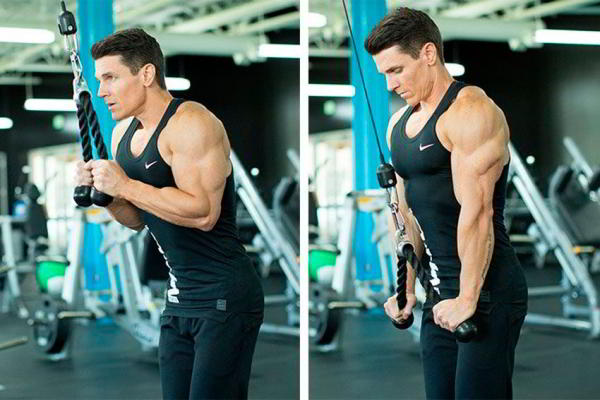 Разгибание рук с верхнего блока