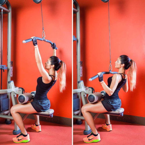 Тяга верхнего блока к груди широким хватом. Техника Тяга верхнего блока к груди широким хватом. Техника