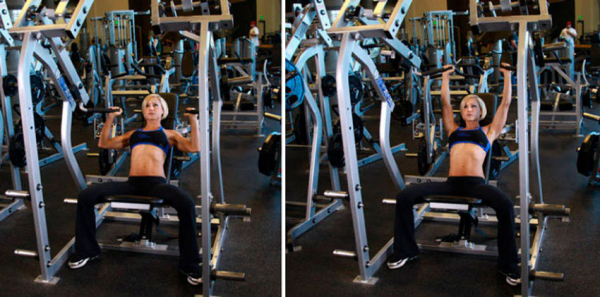 Жим в тренажере на плечи