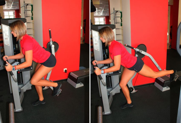 Отведение ноги назад в тренажере