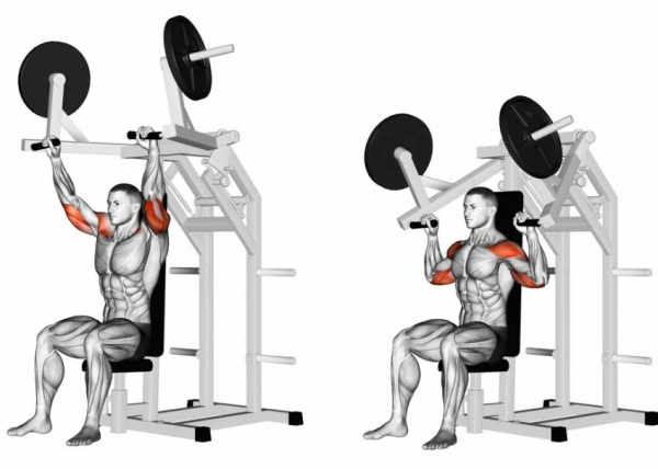 Жим в тренажере на плечи
