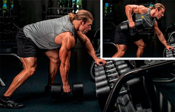 Тяга гантели в наклоне к поясу Тяга гантели в наклоне к поясу