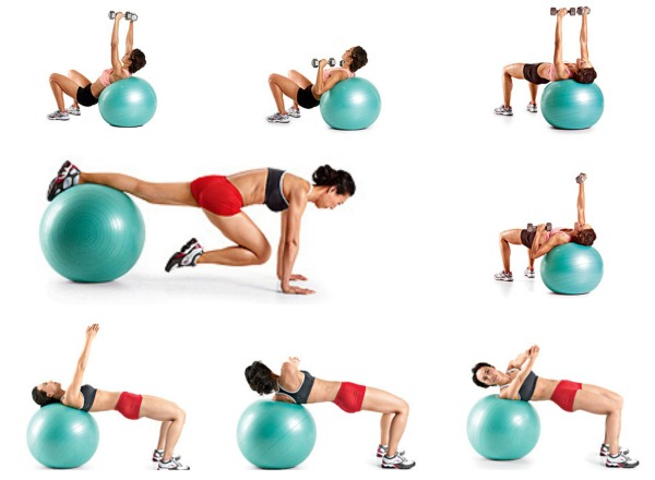 Упражнения с фитболом для всего тела для женщин. Видео с описанием