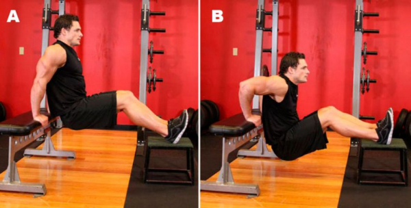 Обратные отжимания от скамьи